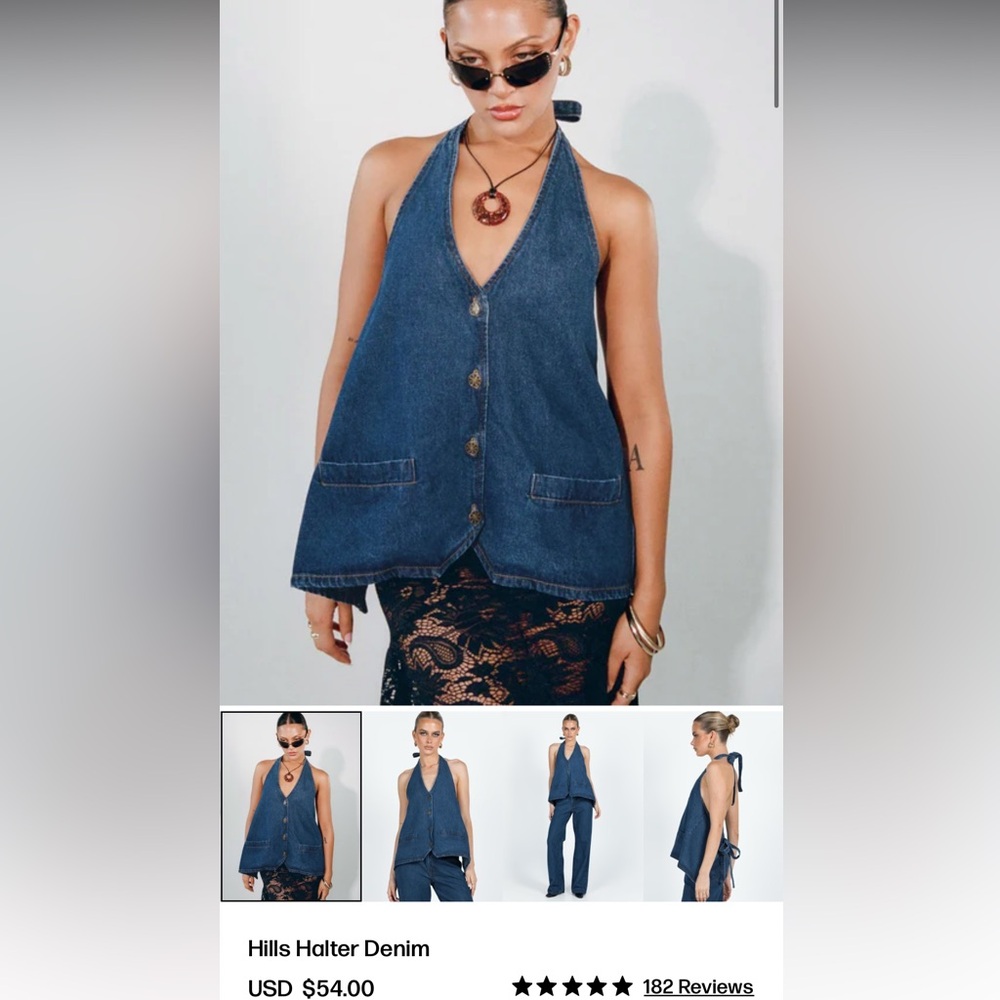 Lioness Denim Halter Tank Top